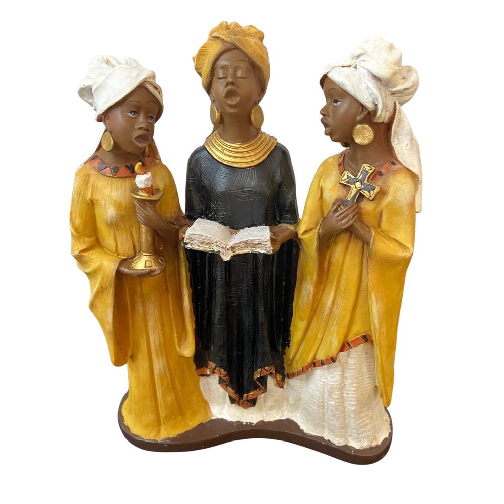 Figurine of 3 African Women Singing in Church 10.25" Home Décor Collectible